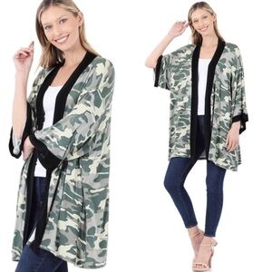 New! Soft Fabulous Green Camouflage Cardigan Open Front Kimono
